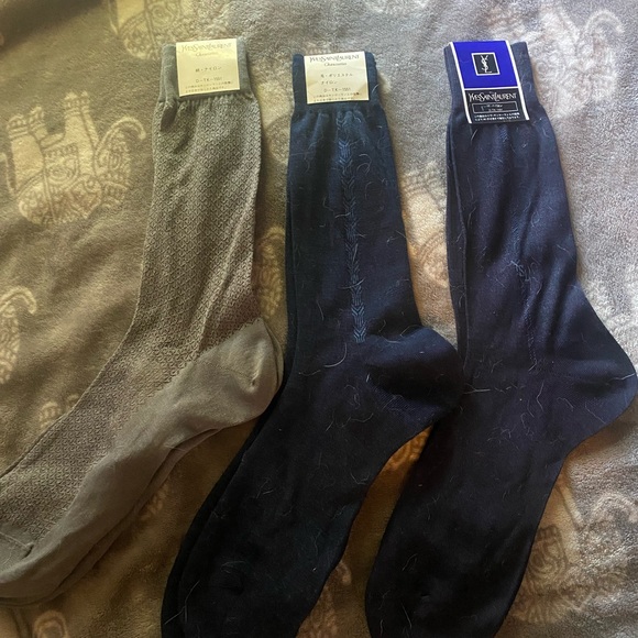 Yves Saint Laurent Men's Black, Gray, and Navy Dress Socks - Picture 4 of 4